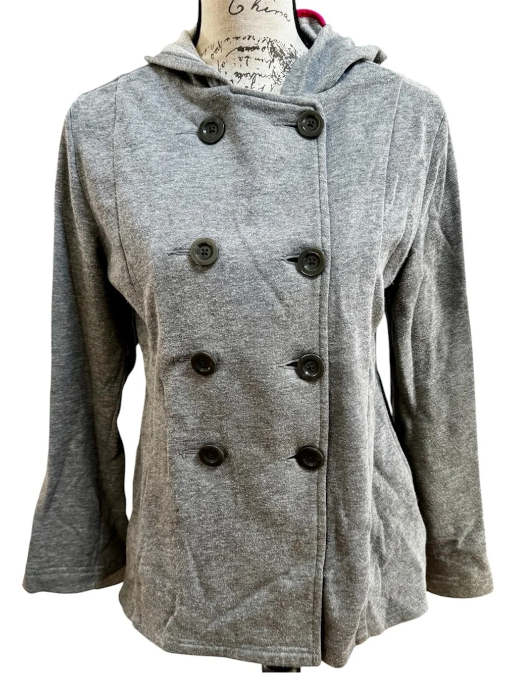 Old Navy Hooded Peacoat Knit Double-Breasted Lightweight but Cozy